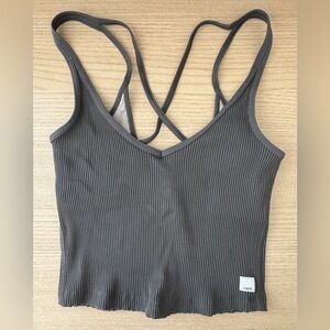 Vuori Ribbed Crop Tank Oregano